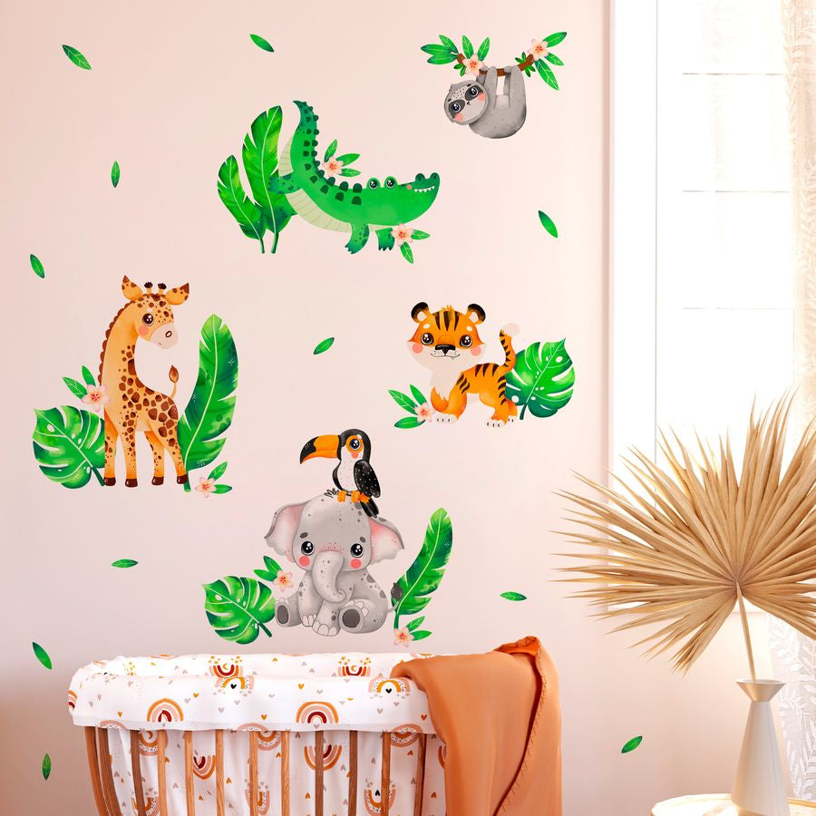 Jungle Animal Wall Decals for Kids Baby Girl Boy Room