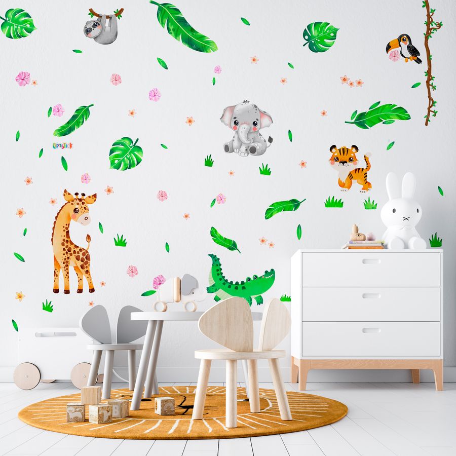 Jungle Animal Wall Decals for Kids Baby Girl Boy Room