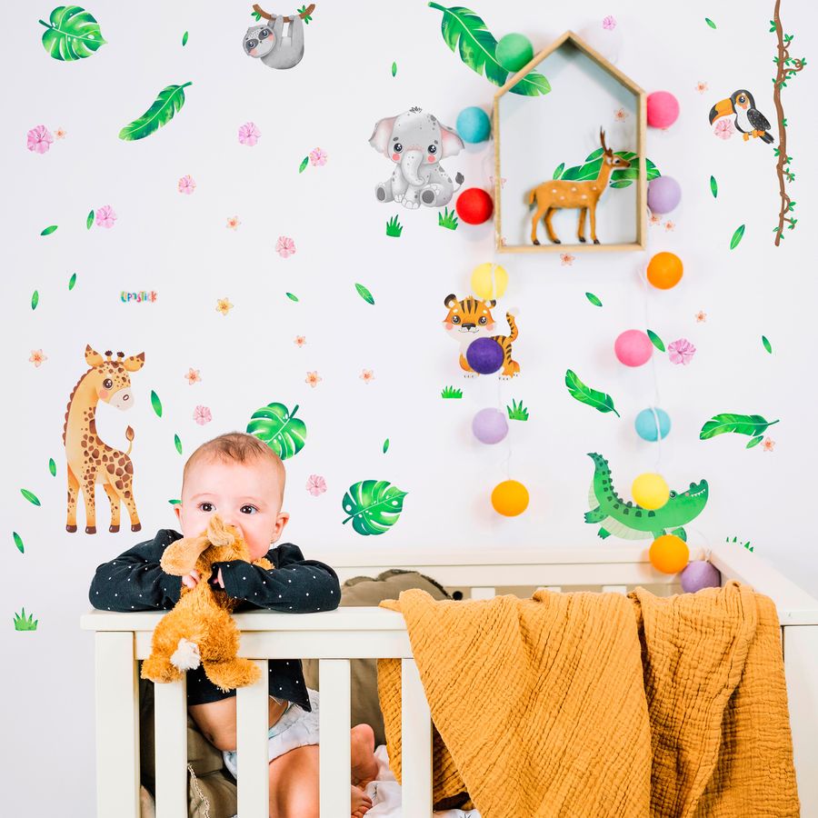 Jungle Animal Wall Decals for Kids Baby Girl Boy Room