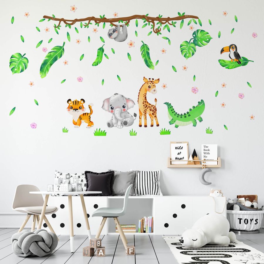 Jungle Animal Wall Decals for Kids Baby Girl Boy Room