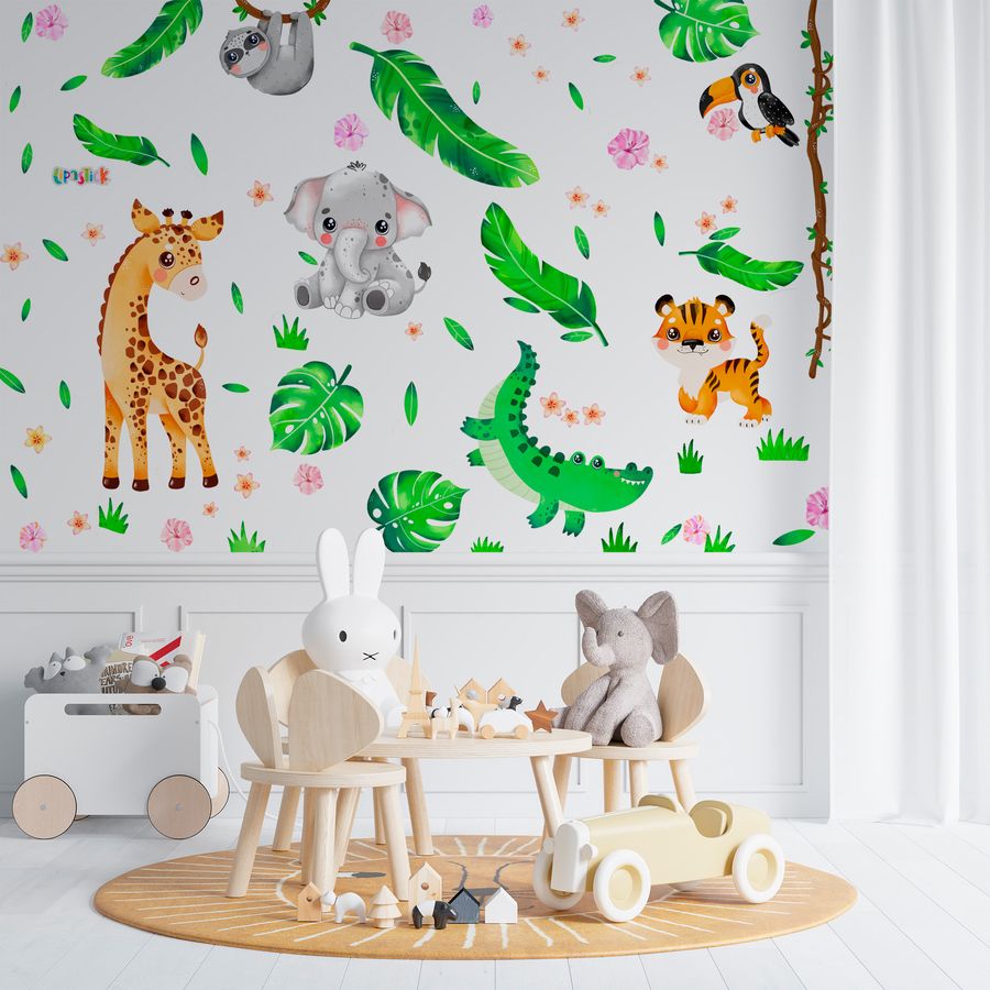 Jungle Animal Wall Decals for Kids Baby Girl Boy Room