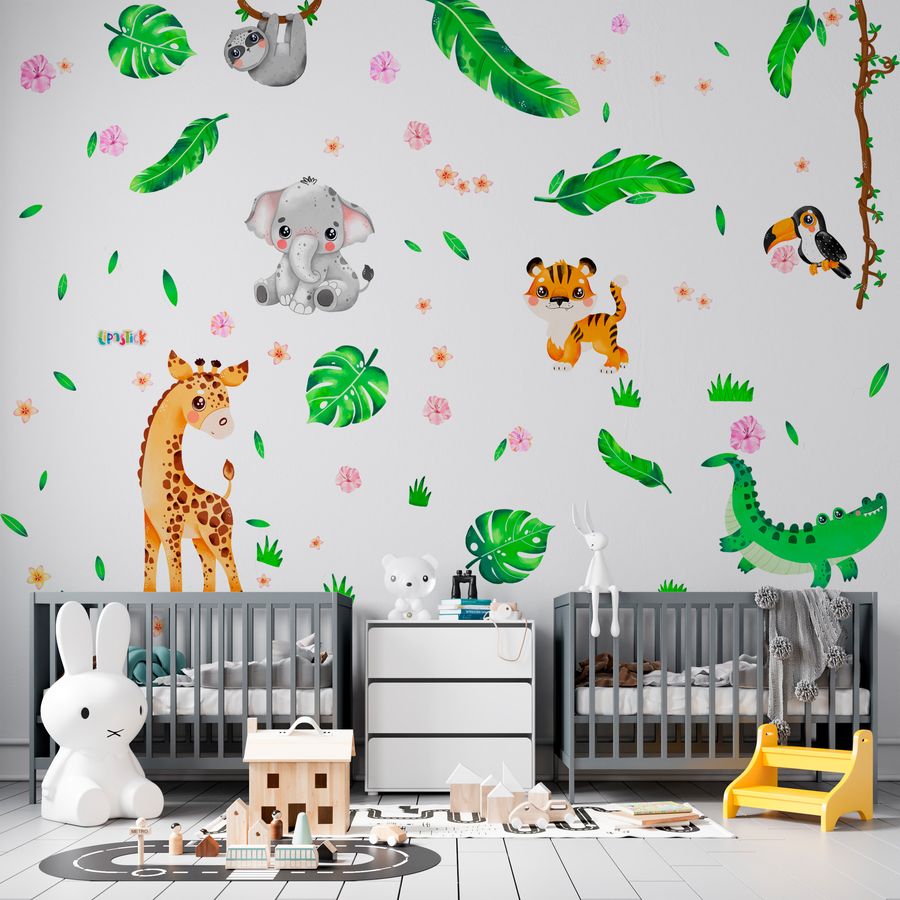 Jungle Animal Wall Decals for Kids Baby Girl Boy Room