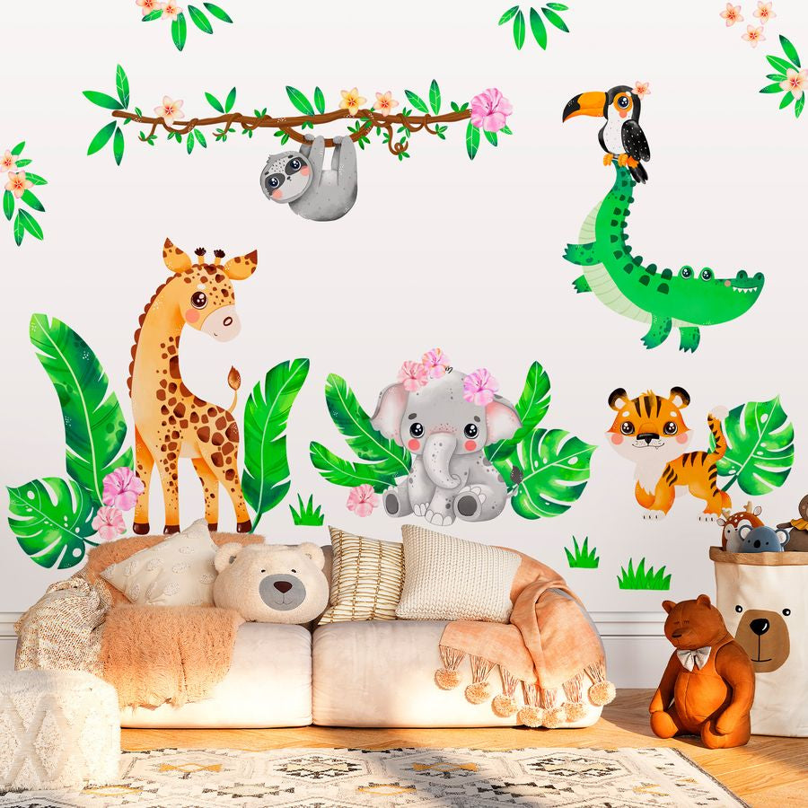 Jungle Animal Wall Decals for Kids Baby Girl Boy Room