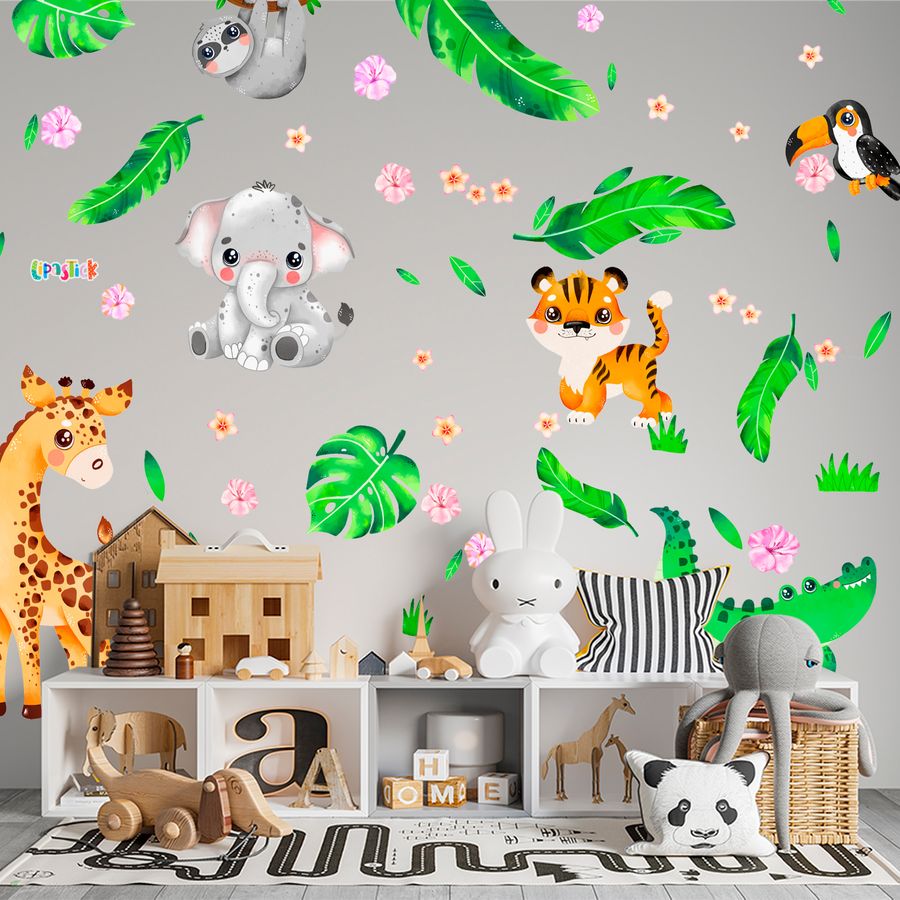 Jungle Animal Wall Decals for Kids Baby Girl Boy Room