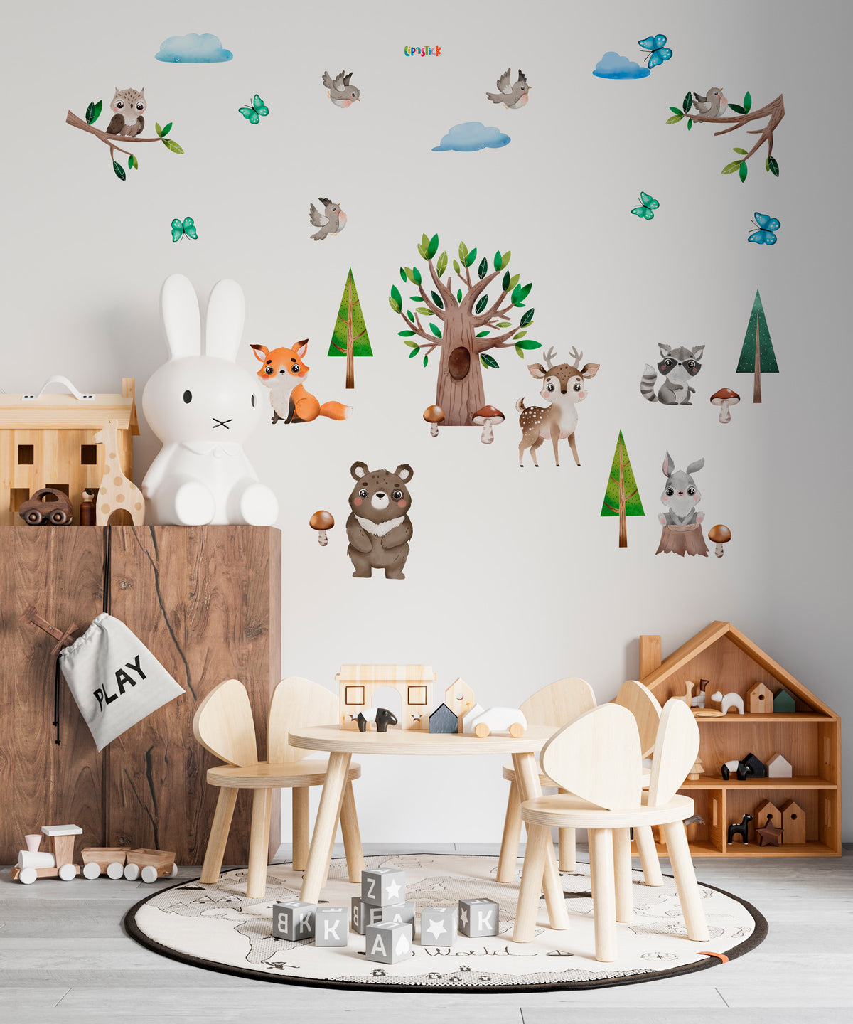 Large Woodland Wall Decals for Kids - Cartoon Animal Wall Stickers