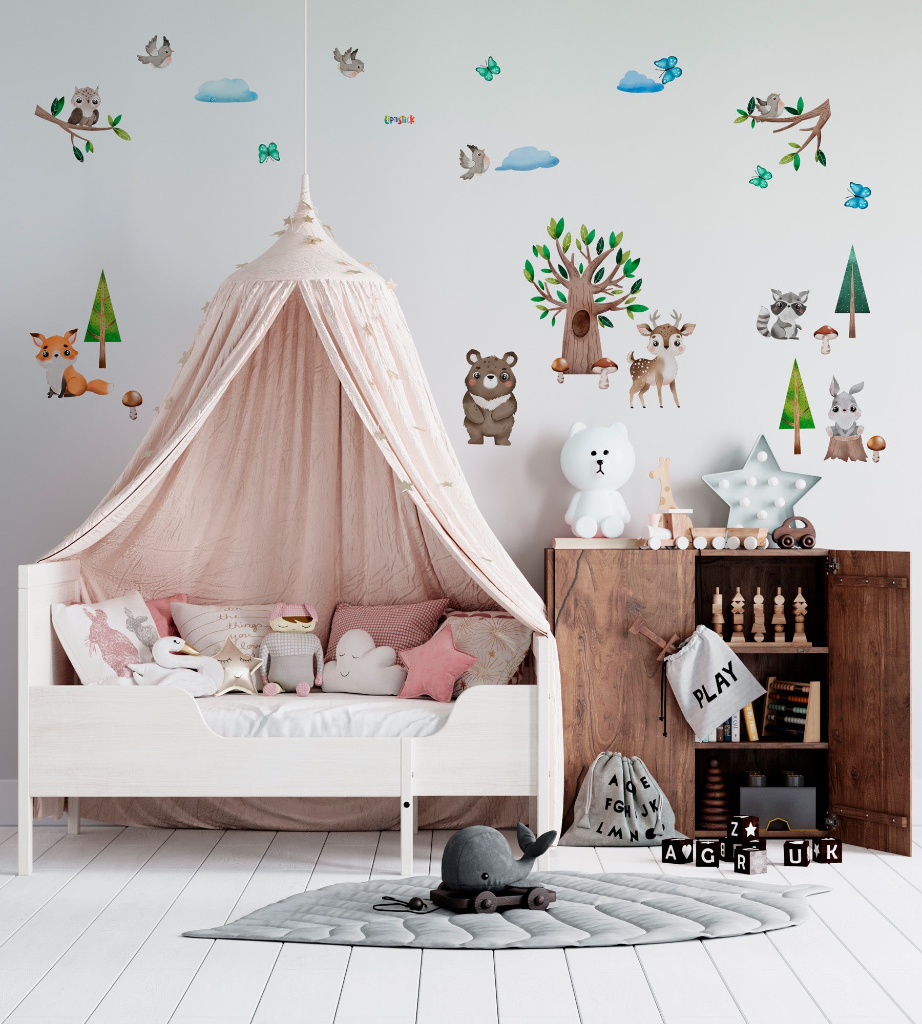 Large Woodland Wall Decals for Kids - Cartoon Animal Wall Stickers