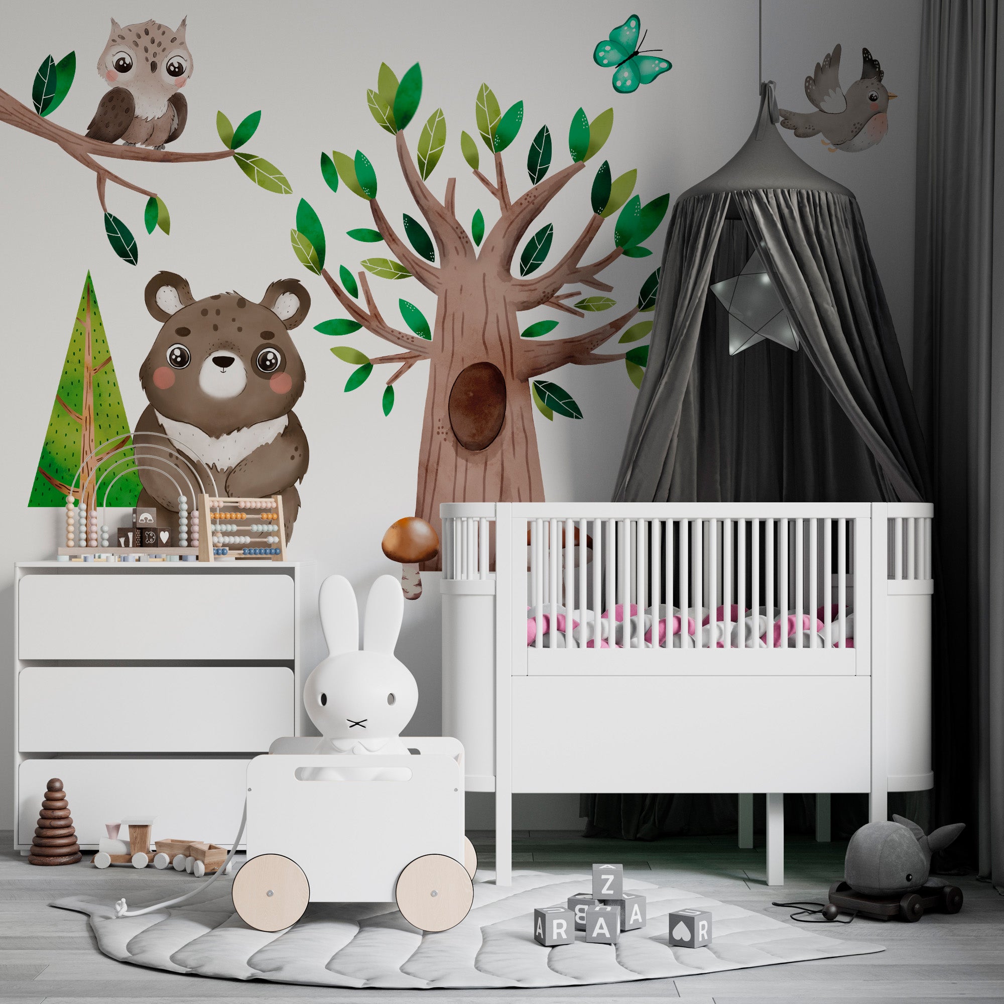 Large Woodland Wall Decals for Kids - Cartoon Animal Wall Stickers