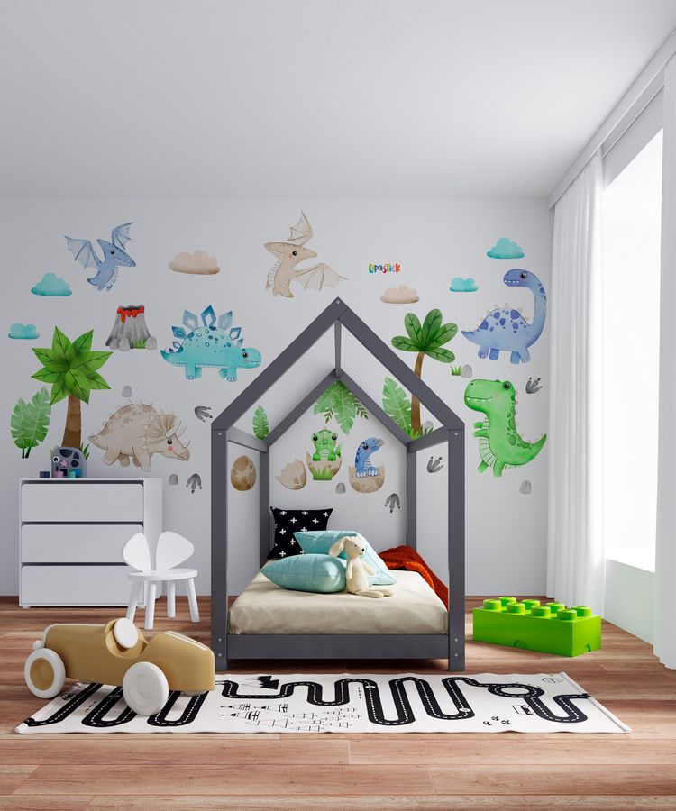 Large Dinosaur Wall Decals - Watercolour Dinosaur Kids Wall Stickers