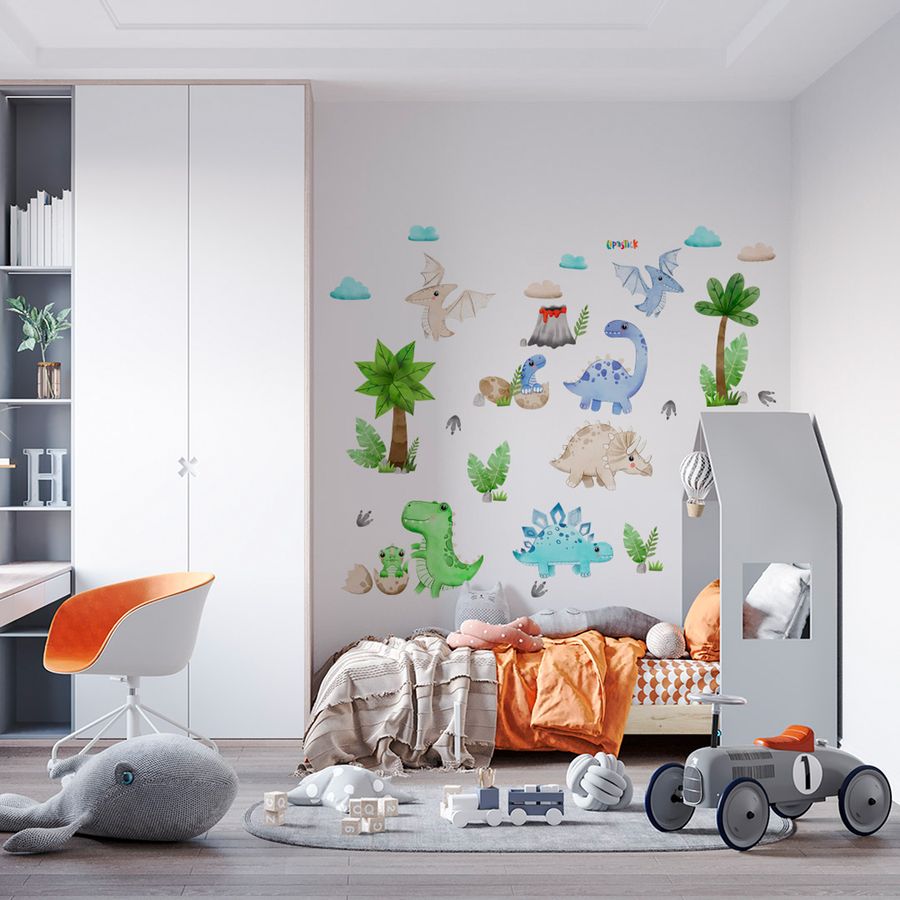 Large Dinosaur Wall Decals - Watercolour Dinosaur Kids Wall Stickers