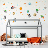 Large Solar System Wall Decals for Kids - Space Animal Wall Stickers Boys Room Playroom