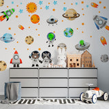 Large Solar System Wall Decals for Kids - Space Animal Wall Stickers Boys Room Playroom