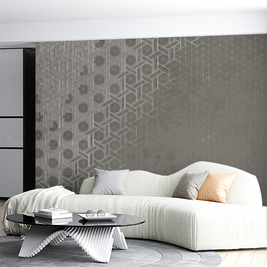 Modern Industrial Gray Geometric Wallpaper