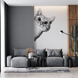 Monochrome Cat Wall Mural Curios Cat Wallpaper