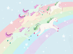 Custom of Kids Wall Mural Rainbow Unicorns Fairytale Pony Nursery Wallpaper