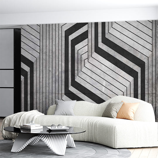 Custom Monochrome 3D Geometric Optical Illusion Wallpaper