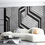 Monochrome 3D Geometric Optical Illusion Wallpaper