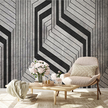 Monochrome 3D Geometric Optical Illusion Wallpaper