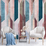 Vintage Watercolor Chevron Wallpaper in Muted Tones