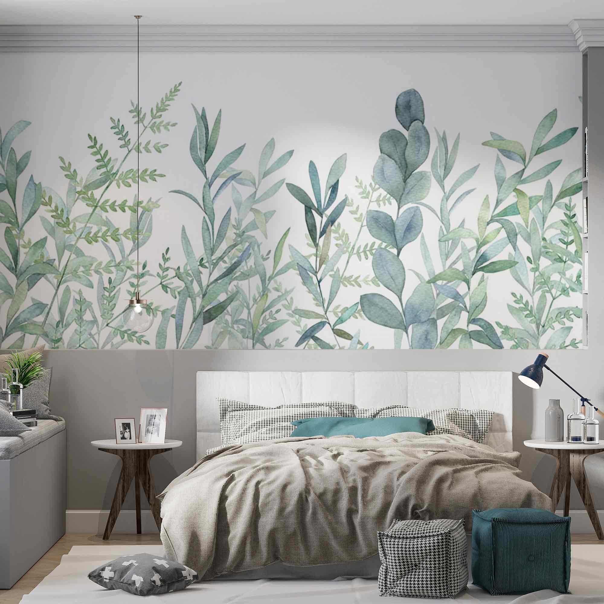 Botanical Wallpaper Watercolor Floral Pattern Wall Mural