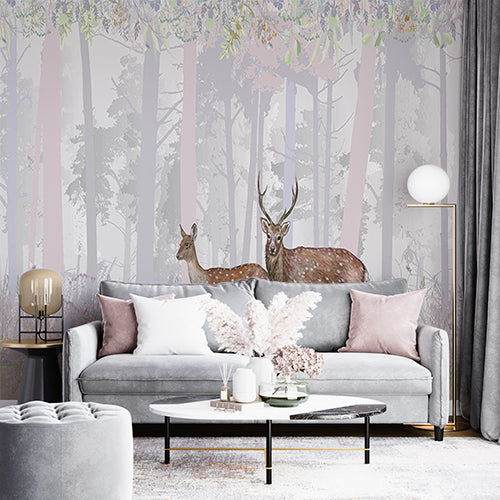 Whimsical Woodland Deer Family Wall Mural Wallpaper