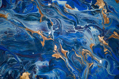Cobalt Blue & Copper Fluid Marble Wall Mural – view 5