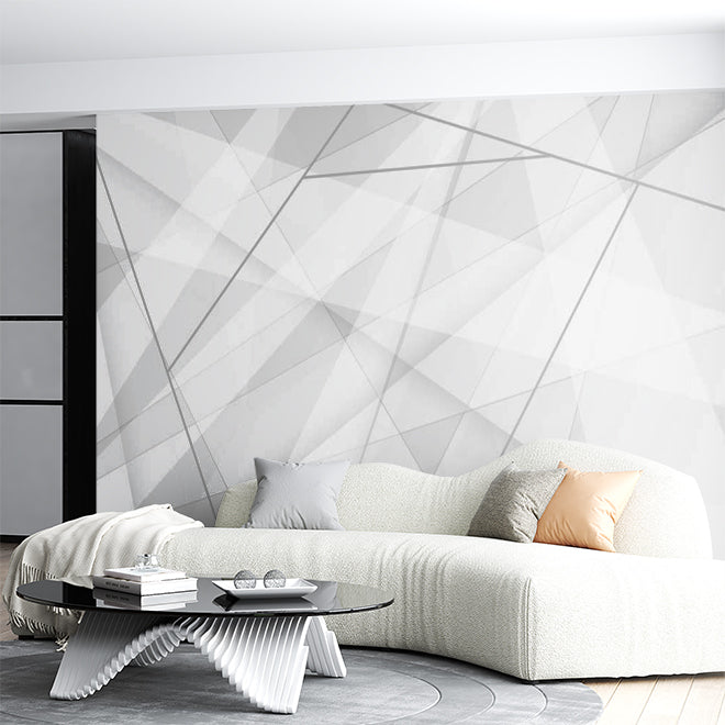 Custom Minimalist White Geometric Lines Abstract Wallpaper