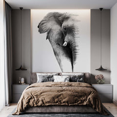 Custom Elephant Silhouette Wall Mural Black and White Minimal Design Animals Wallpaper