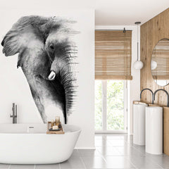 Custom Elephant Silhouette Wall Mural Black and White Minimal Design Animals Wallpaper