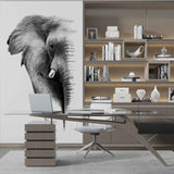 Elephant Silhouette Wall Mural Black and White Minimal Design Animals Wallpaper