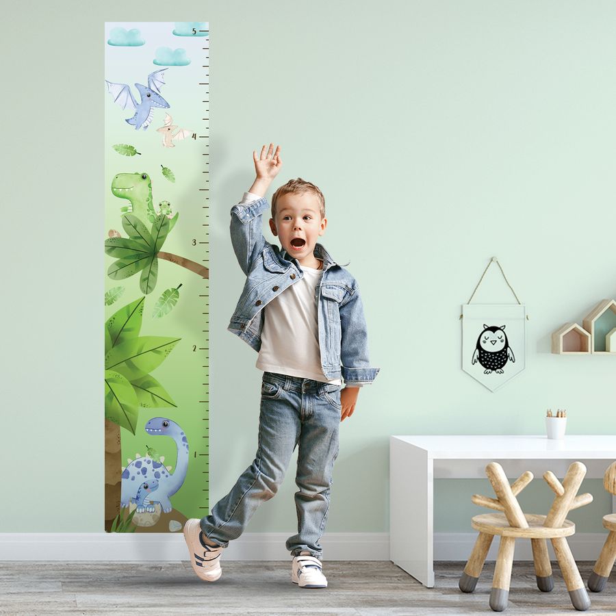 Kids' Growth Chart Peel and Stick Watercolour Dinosaur