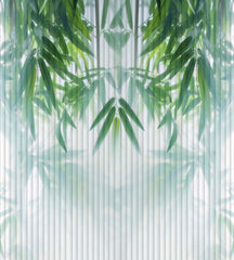 Custom Bamboo Leaf Wall Mural Abstract White Lines Botanical Wallpaper