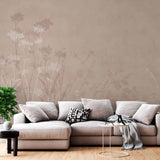 Subtle Neutral Floral Silhouette Wall Mural Wallpaper