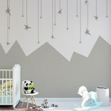 Kids Wall Murals Scandinavian Mountains Stars Sky Wallpaper for Kids