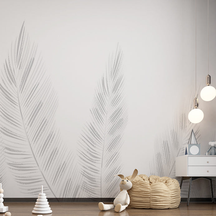 Palm Tree White Wall Mural Tropical Minimal Wallpaper