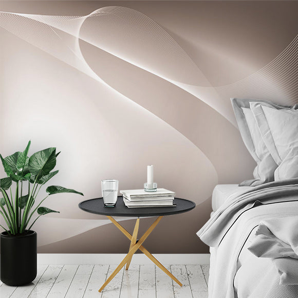 Elegant Abstract Wave Wall Mural Wallpaper - Soft Flowing Lines in Neutral Tones