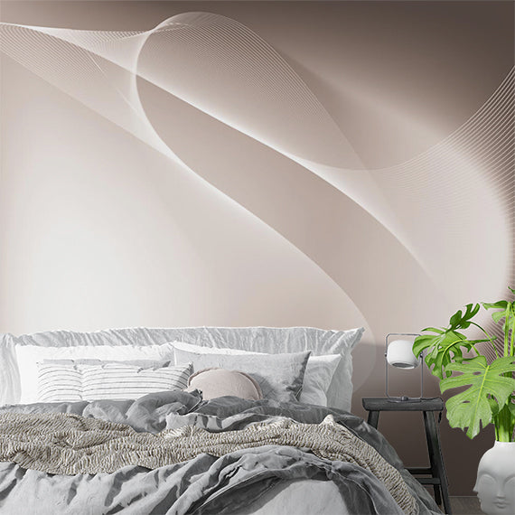 Elegant Abstract Wave Wall Mural Wallpaper - Soft Flowing Lines in Neutral Tones