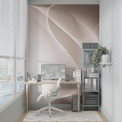 Custom Abstract Wall Mural Beige Smooth Lines Simple Design Wallpaper