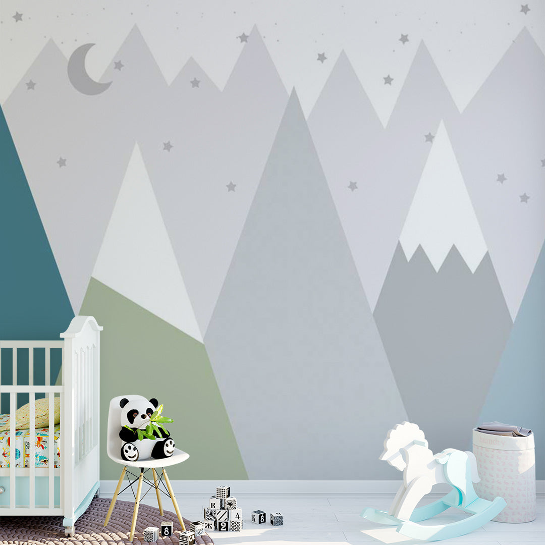 Kids Wall Murals Scandinavian Mountains Geometric Wallpaper for Kids