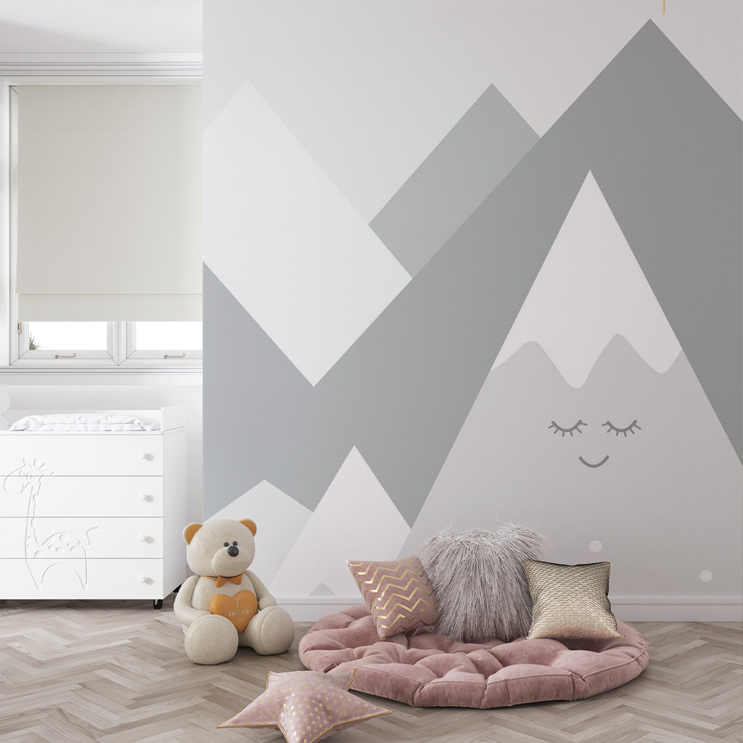 Custom Kids Wall Murals Simple Design Mountains Wallpaper for Kids
