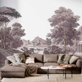 Landscape Mural with Wooded Hills Old Painting Wall Mural