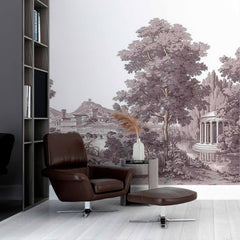 CustomLandscape Mural with Wooded Hills Old Painting Wall Mural