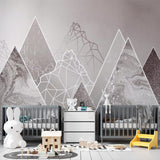 Kids Wall Murals Grey Fluid Mountains Sparkling Wallpaper for Kids