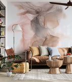 Abstract Beige Smoke Wall Mural Art Liquid Ink Wallpaper