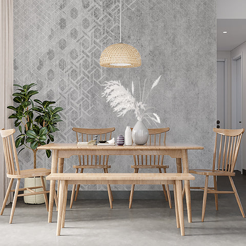 Gray Geometric Pattern Wallpaper with 3D Cube Effect