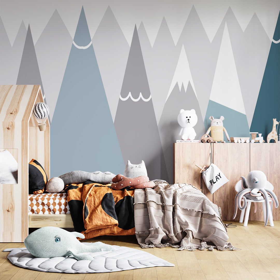 Kids Wall Murals Simple Design Mountains Nursery Wallpaper for Kids