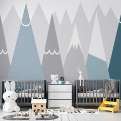 Custom Kids Wall Murals Simple Design Mountains Nursery Wallpaper for Kids