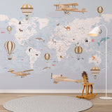 Kids World Map with Countries Wall Mural Educational Wallpaper for Kids