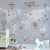 Kids World Map with Countries Wall Mural Educational Wallpaper for Kids