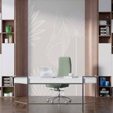 Minimalist Line Art Botanical Wall Mural Wallpaper in Neutral Tones