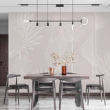 Minimalist Line Art Botanical Wall Mural Wallpaper in Neutral Tones